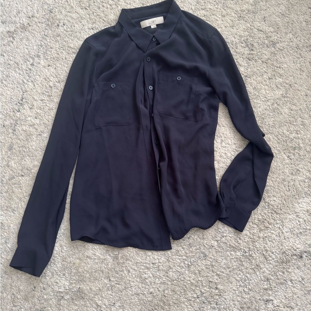 LOFT Midnight Blue Button-Down Shirt
